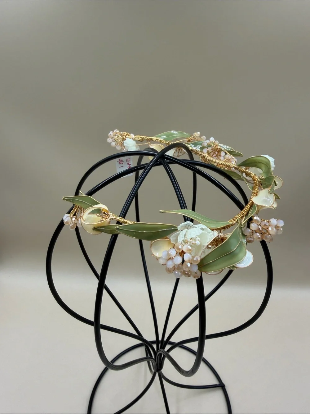 Boho Bridal Floral Crown Gold Green Leaf Wedding Headpiece New